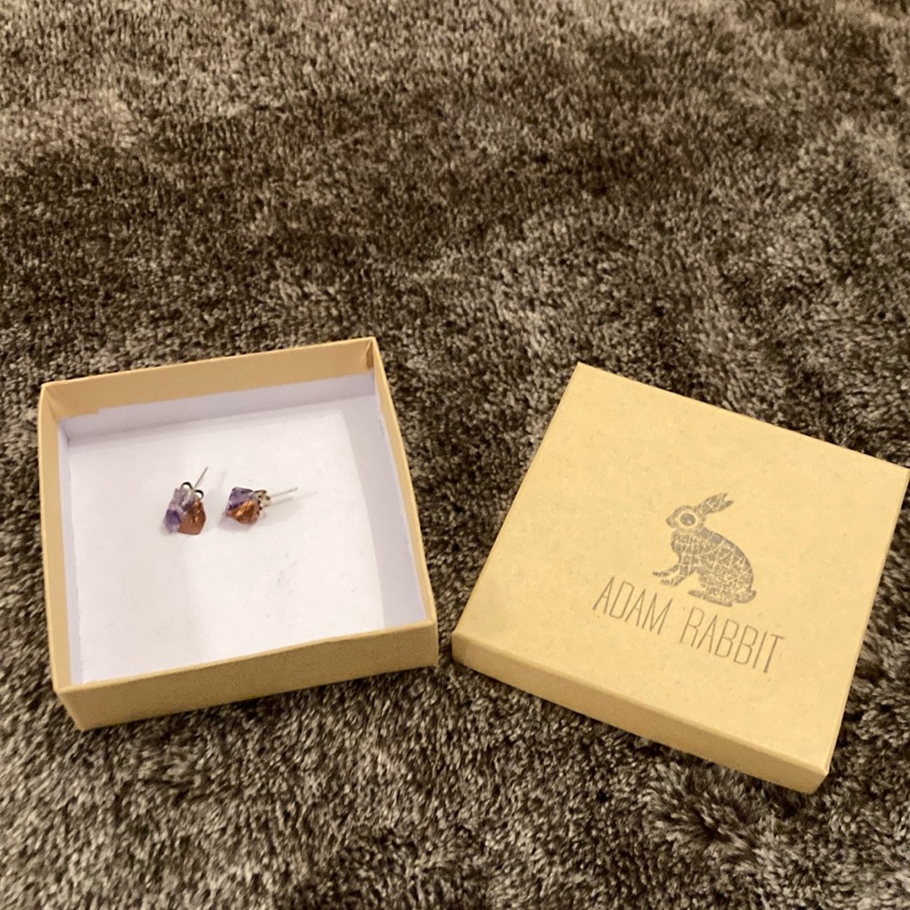 Amethyst and copper stud earrings